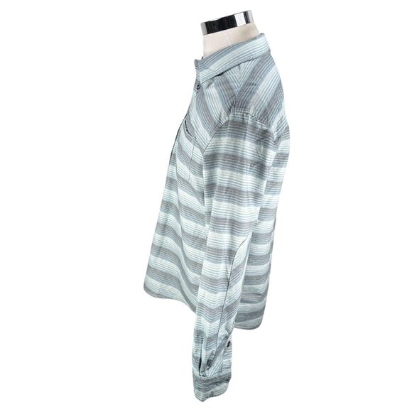 Howler Bros Shirt Men's Medium Blue Gray Striped Button Up Brothers Long Sleeve - Picture 4 of 10